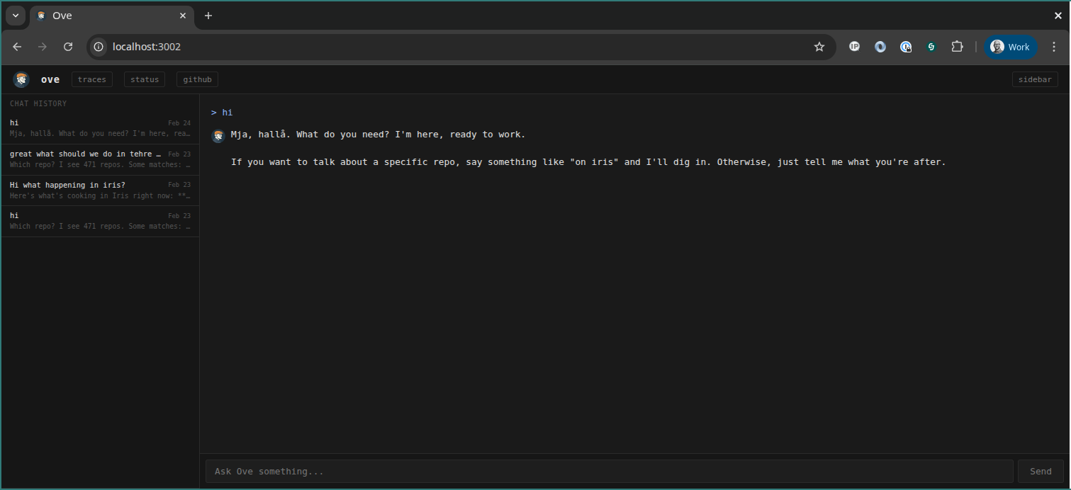 Ove Web UI chat interface